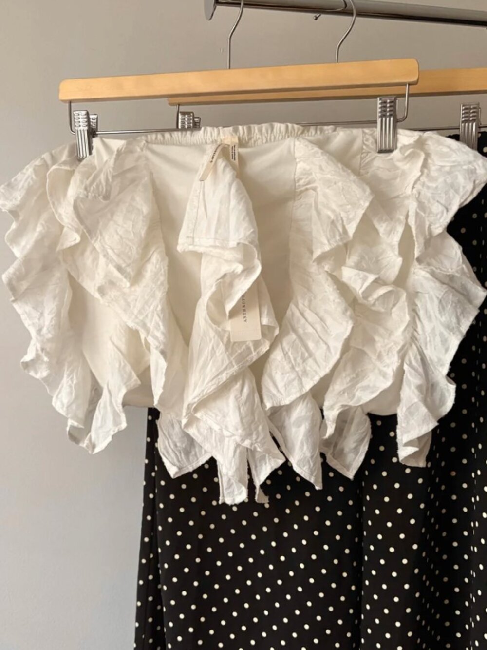 Airy Strapless Ruffled Cotton Anthropologie Crop Top